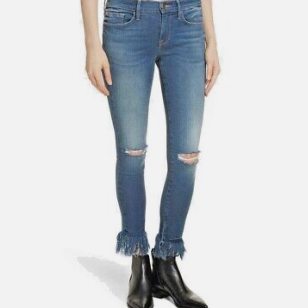 FRAME LE SKINNY DE JEANNE LAMBETH DISTRESSED JEAN SIZE 27
